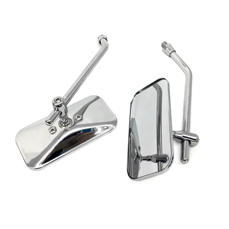 Espejos retrovisores rectangulares para motocicleta: vidrio convexo de 117x60 mm, carcasa de acero, ajuste universal para Cruiser, Chopper, scooter