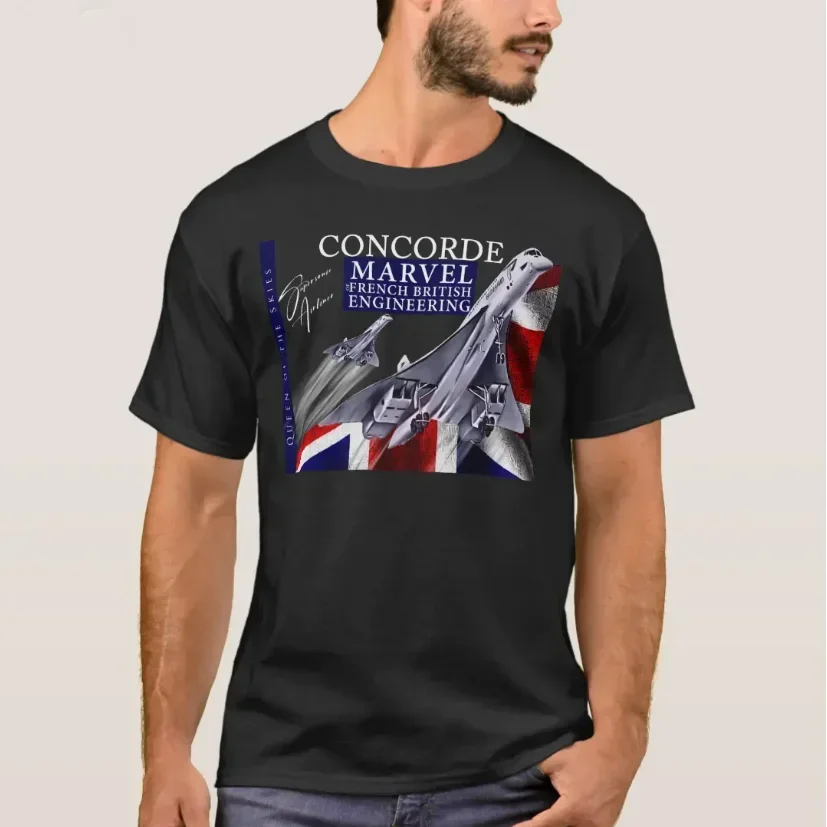 

Franco-British Concorde Supersonic Airliner Aviation T-Shirt 100% Cotton O-Neck Short Sleeve Casual Mens T-shirt Size S-3XL