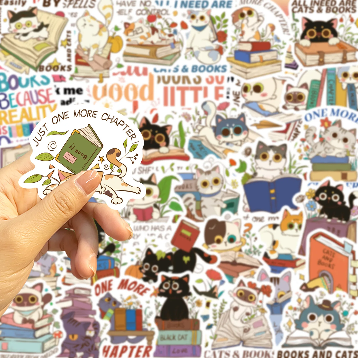 10/60 Stuks Leuke Kat Bloem Boek Lezen Stickers Esthetische Decals Decoratie DIY Laptop Bagage Plakboek Skateboard Sticker speelgoed