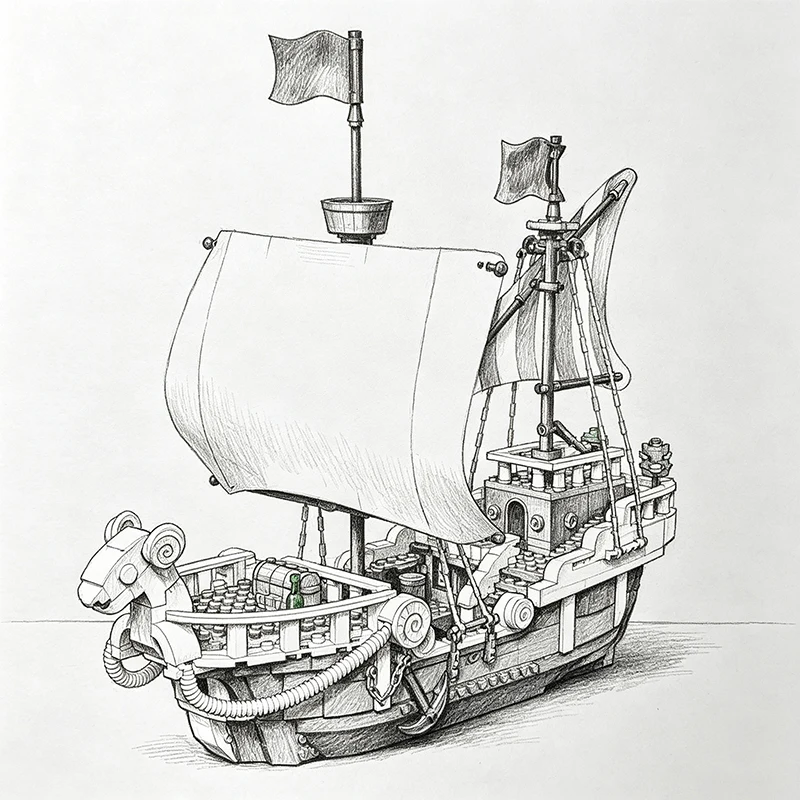 Creative 1367PCS Pirate Ship Building Blocks Model Adventure Cartoon Boat Assemble Bricks Toys Desktop Decor Adult Holiday Gifts