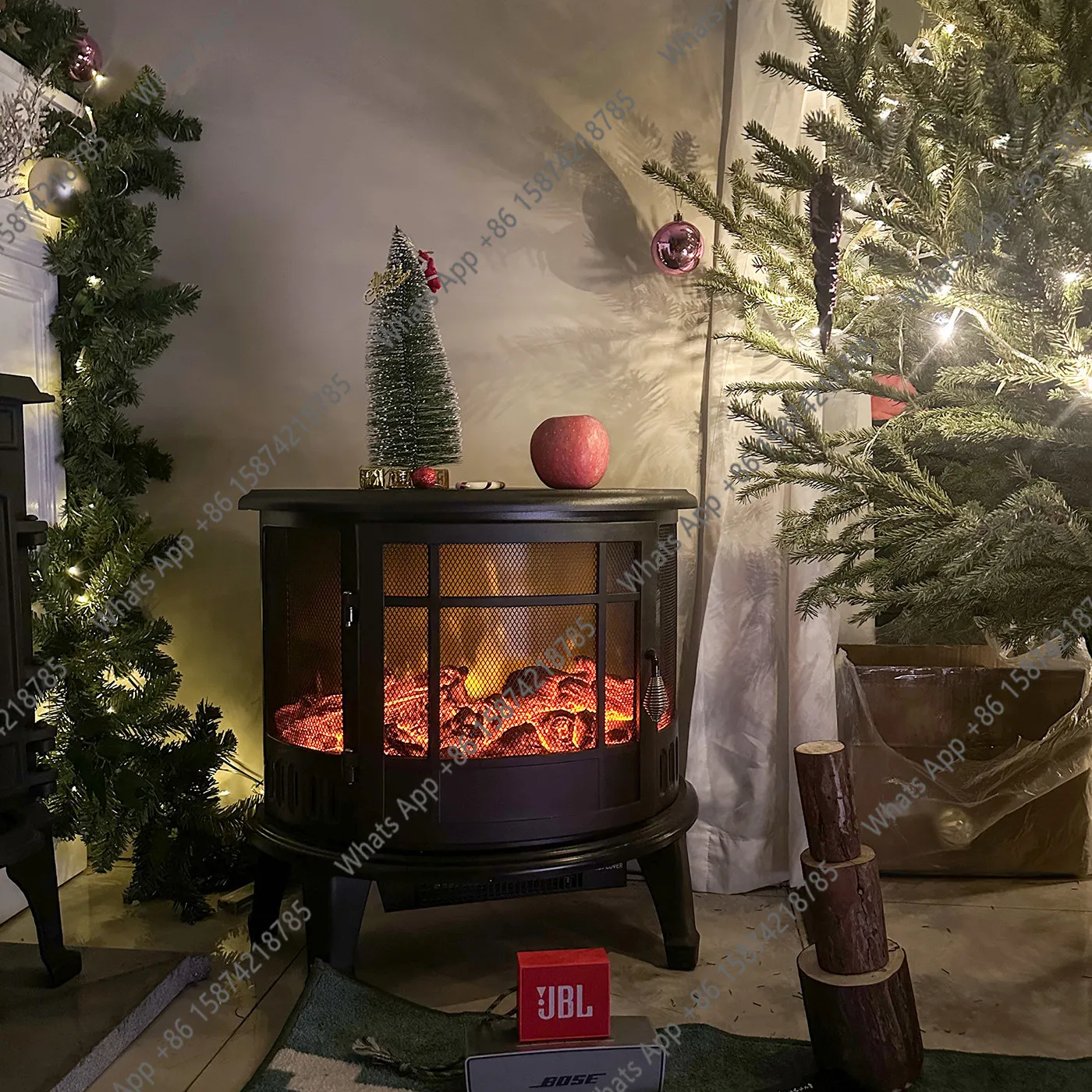 Electric fireplace heater 3D simulation flame heater texture atmosphere