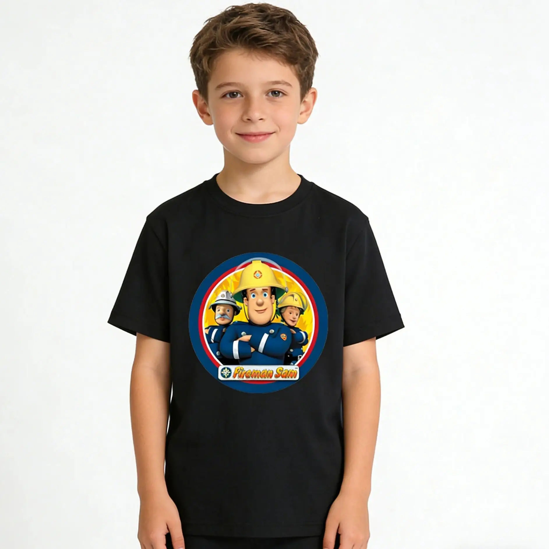 Kids Sam Fireman Firefighter Boys Girls Short Sleeve Tops Children's Funny Tee For Summer aldult Parent child Kids Cotton Tshirt