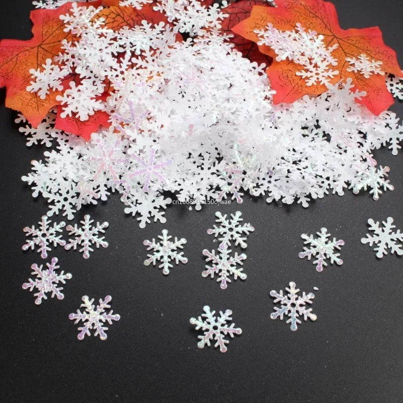 300/200pcs Multi-color Christmas Snowflakes Confetti 1.5cm/2cm/3cm Glitter Artificial Snowflakes DIY Snowflake Sequins Wedding