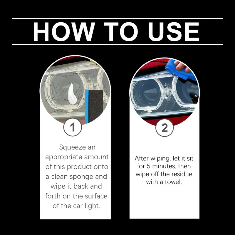 معجون إصلاح العناية بالصباح الأمامي، إزالة غبار السيارات، تنظيف اشراق، مضاد للتصفر، تلميع، تجديد المصابيح الأمامية الباهتة