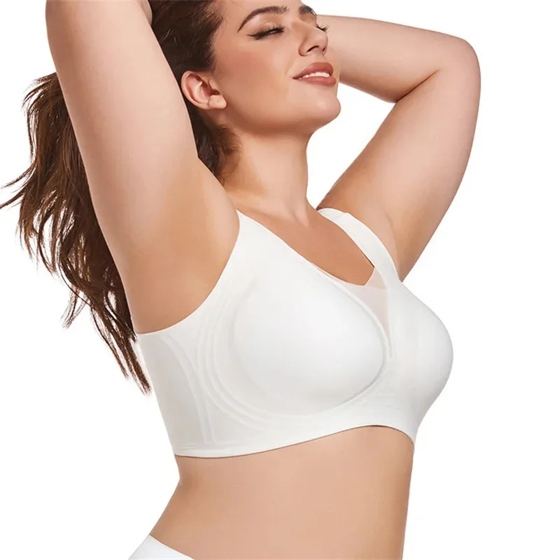 

Бесшовный бюстгальтер с полной чашкой и перекрестной сеткой, тонкий, больших размеров, подходит для женщин 34 36 38 40 42 44 46 48 C D E F fi/3