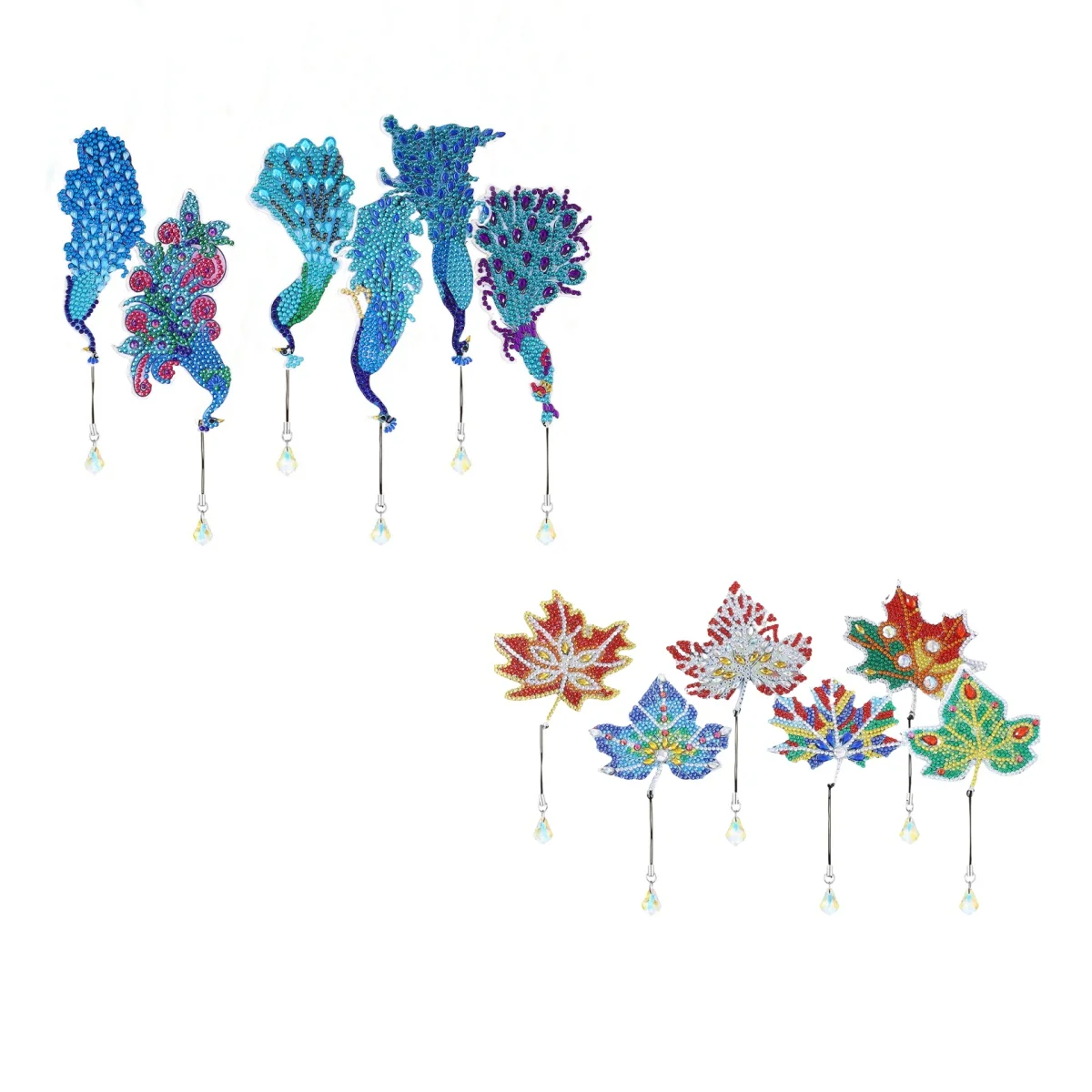 

Набор для алмазной живописи своими руками, 6 шт./компл. Закладка из перьев, ПЭТ-материал и хрустальная подвеска, закладка для книги, алмазная закладка с перьями