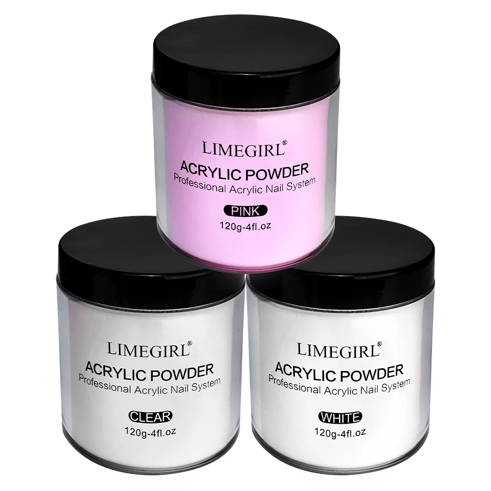 

120g Acrylic Powder with Clear Pink White 3 Colors Nail Manicure Tips Nail Art Design Decoration Builder Tools