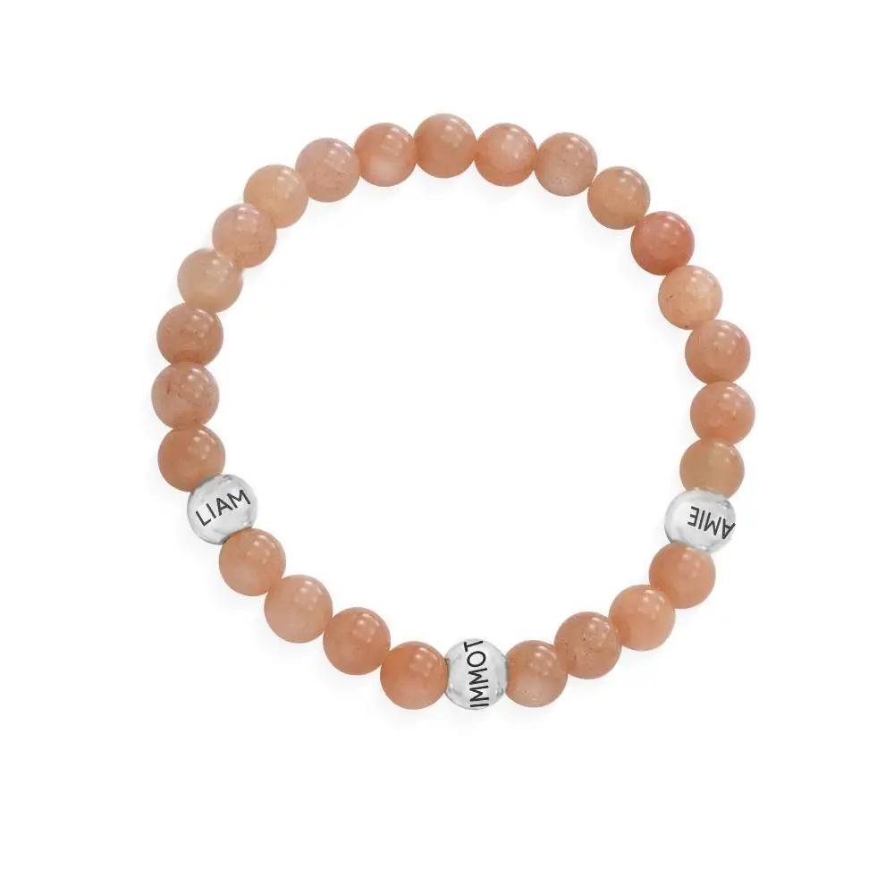 

Sunstone Semi-Precious Balance Bead Bracelet Stainless Steel Beads Customized Name Pendant Friendship Bracelets for Girlfriend