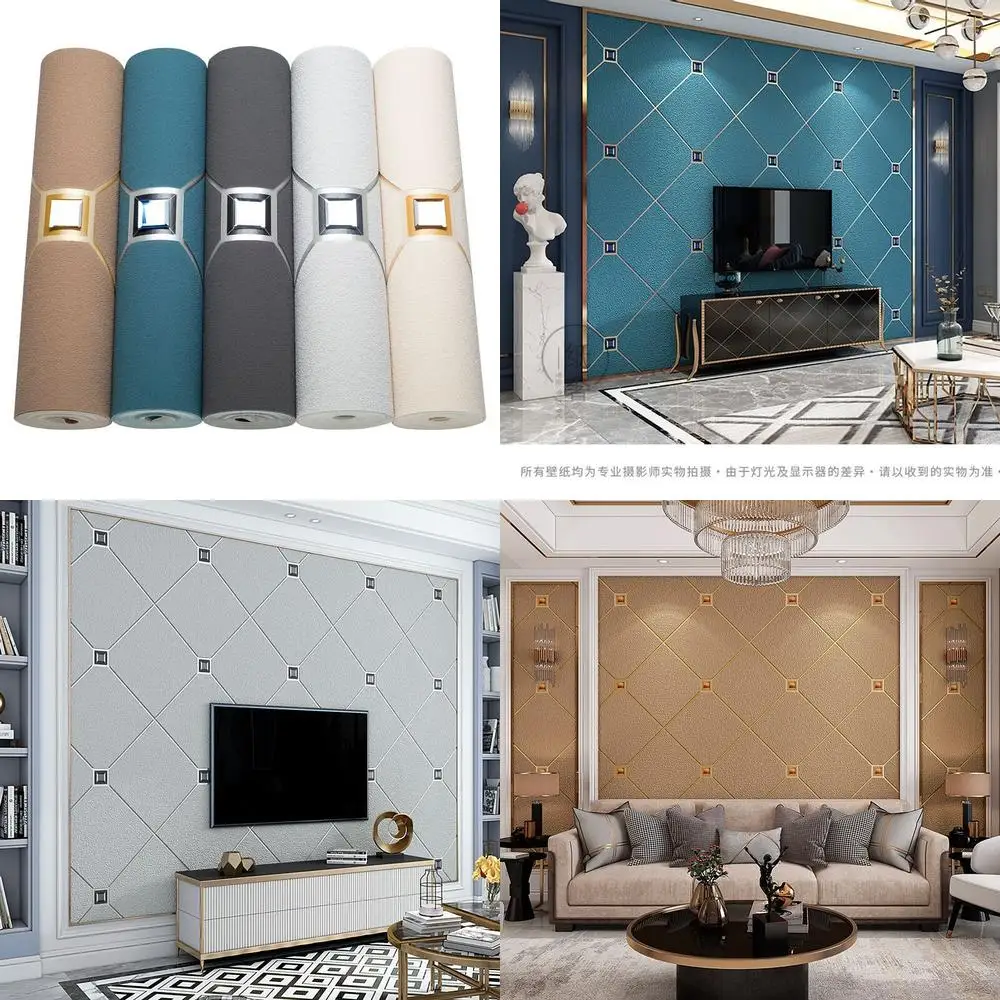 New Suede Velvet Wallpaper TV Background Diamond Pattern Wall Covering Soft Package Retail Price Not Less Than 108 CNY