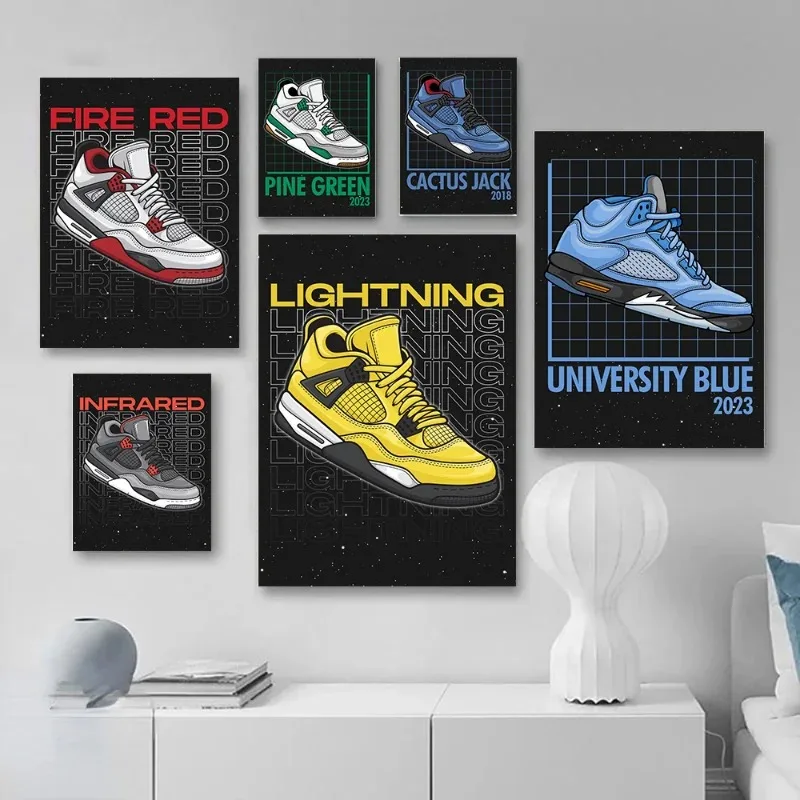 Fashion Sports Shoes Poster Luxury Brand Sneaker Canvas Painting Prints Wall Art Pictures for Shoe Enthusiasts Room Home Decor