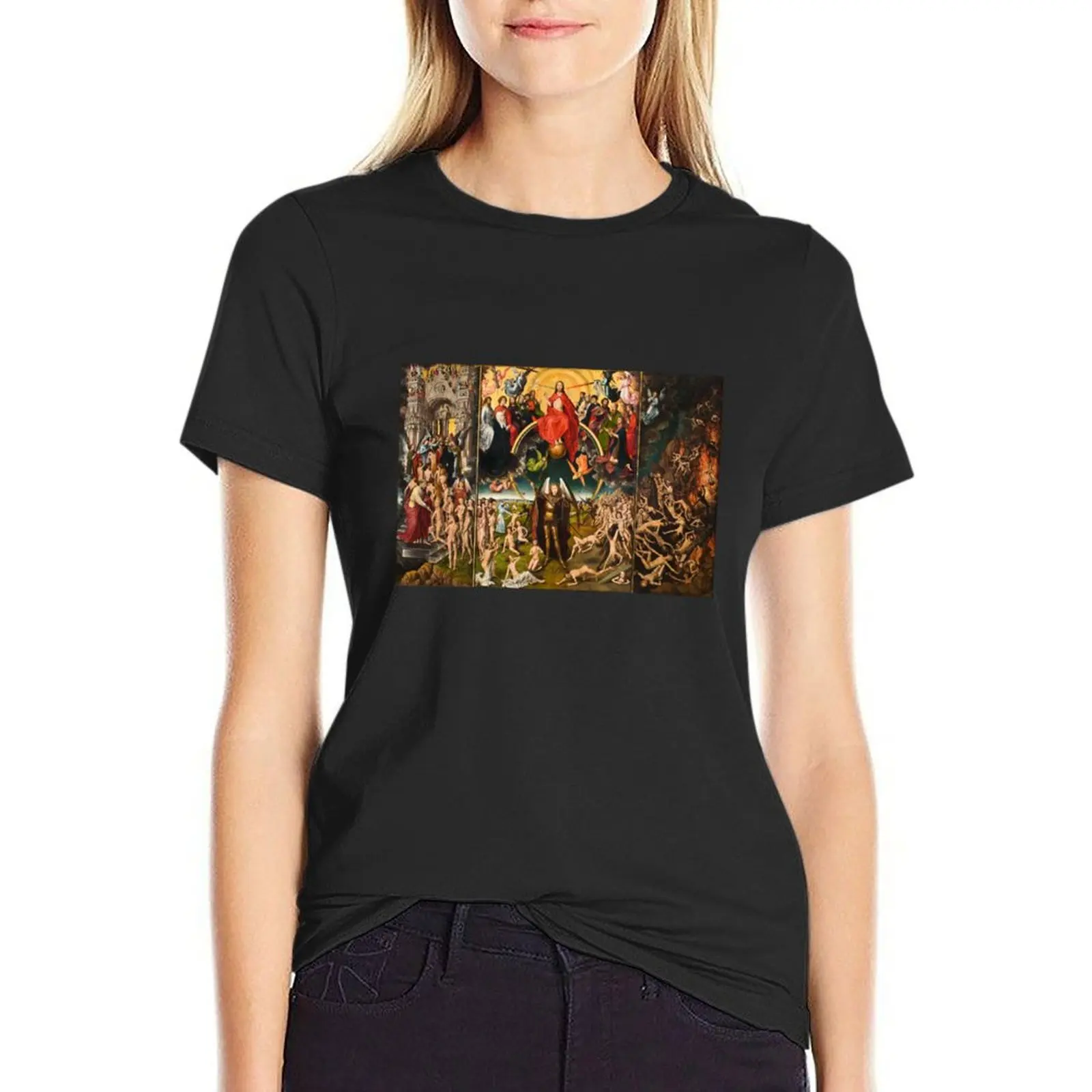 HD Last Judgement (3 panels) , by Hans Memling - Original colors- HIGH DEFINITION T-Shirt lady clothes T-shirts for Women