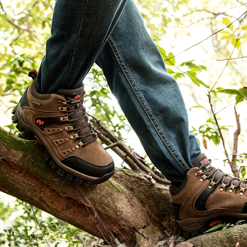 Botas de caminhada ao ar livre de tamanho grande das mulheres dos homens antiderrapante moda rendas até escalada tênis de inverno cowboy botas de