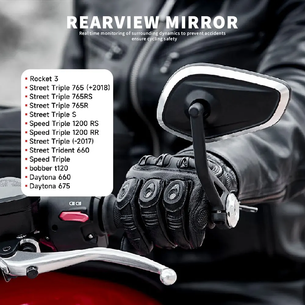 Motorcycle Handlebar Rearview Bar End Mirror For Rocket 3 Street Triple S 765 765RS 765R Trident 660 Speed Triple 1200RS 1200RR