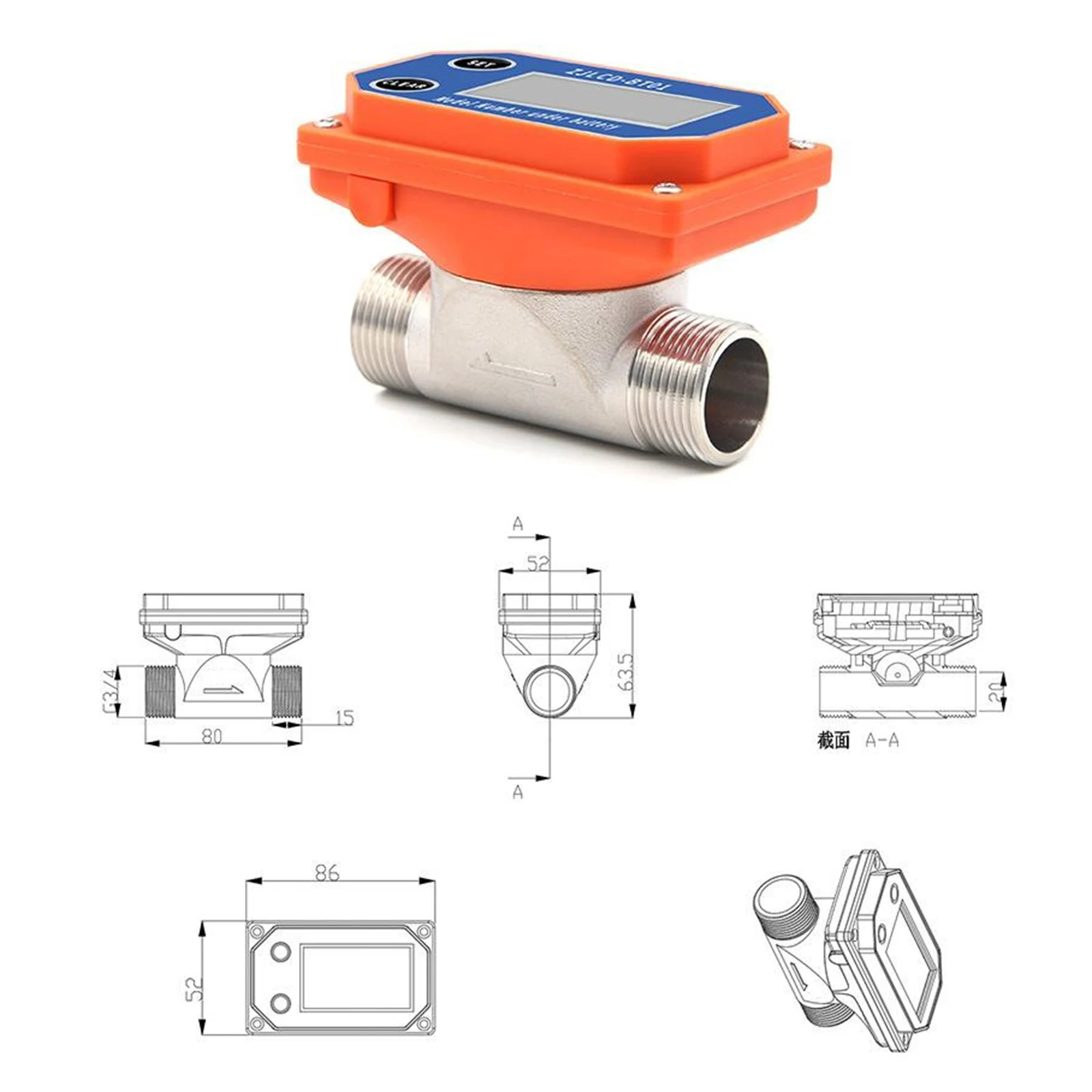 

Lcd Electronic Flow Meter Dn15/20/25/50 Industry Flow Meter Stainless Steel Pipes Flow Sensor Water for Sewage Pipeline Sensor