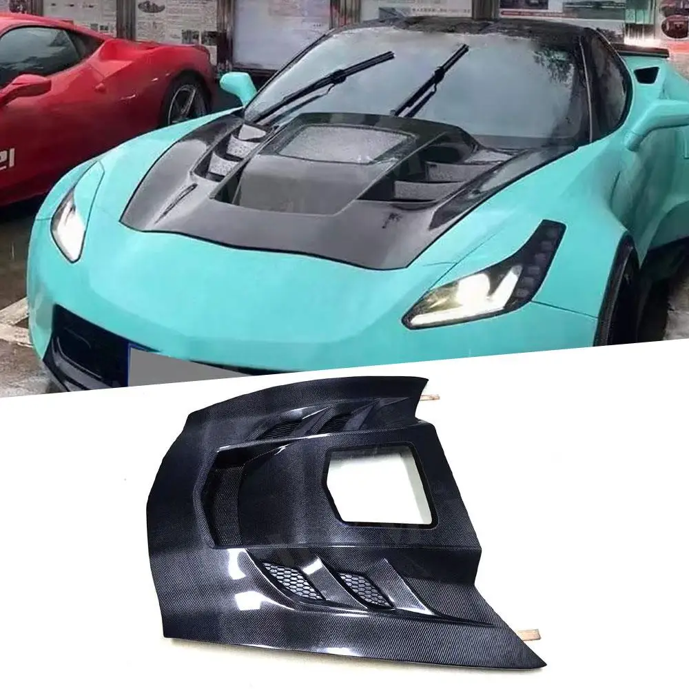 

Для Chevrolet Corvette C7 автомобильный передний капот двигателя, крышка капота двигателя из углеродного волокна, Стайлинг автомобиля 2014-2018