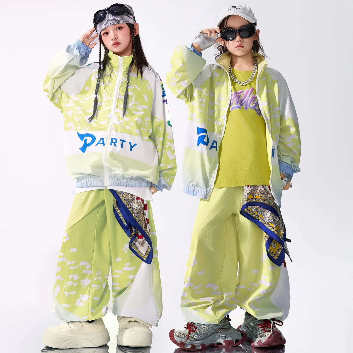 Child Jazz hip-hop street dance clothes set zip jacket+pants teen boys girls drum performance suit junior kid outfits costume 16