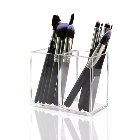2 Grid Transparent Eyebrow Pencil Brush Holder Organizer For Cosmetics Makeup Organizer Boxes Brush Containers Storage Box