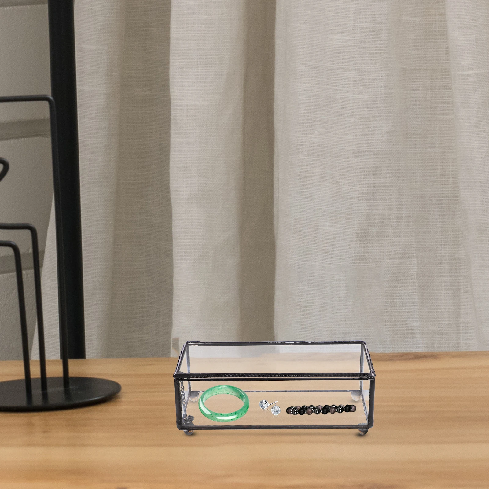 

Gift Box Storage Trinket Organizer Vintage Glass Jewelry Case For Home Decor Keepsake Container Lipstick Perfume Holder