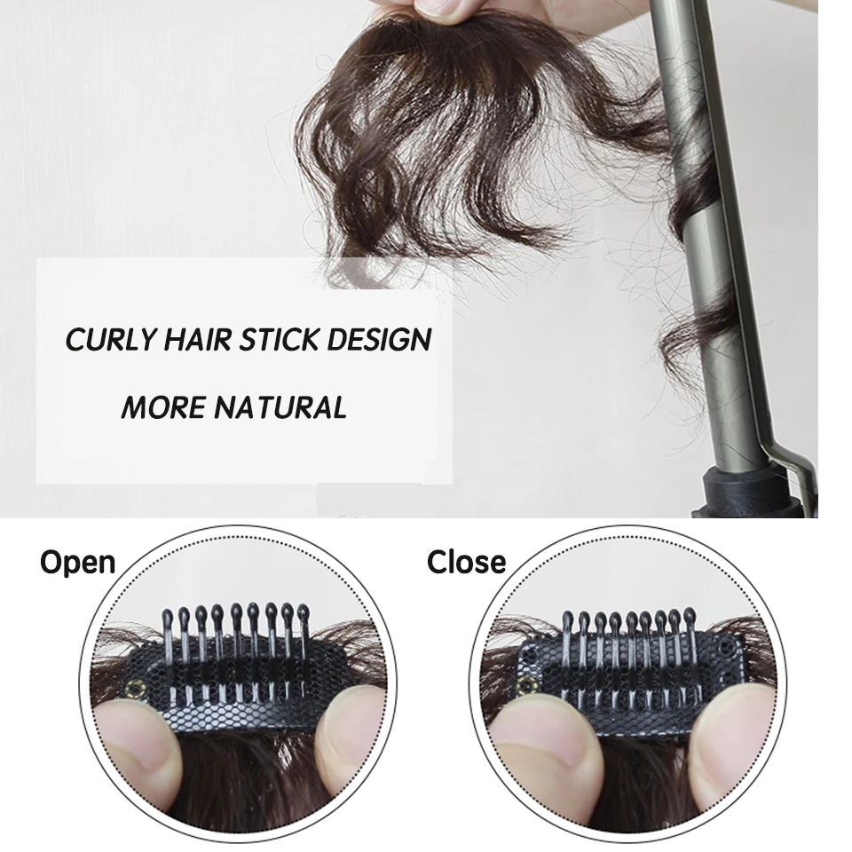 LUPU Synthetic Curly Hair Bangs Clip in Hair Extensions Easy to Use Fake Bangs Natural Clip on Bangs Black Brown High Tempure