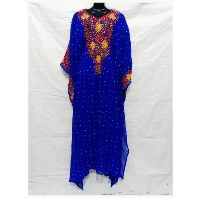 Blue Royal Moroccan Kaftan Work Wedding Dress Islamic Fancy Takshita European and American Fashion Trends