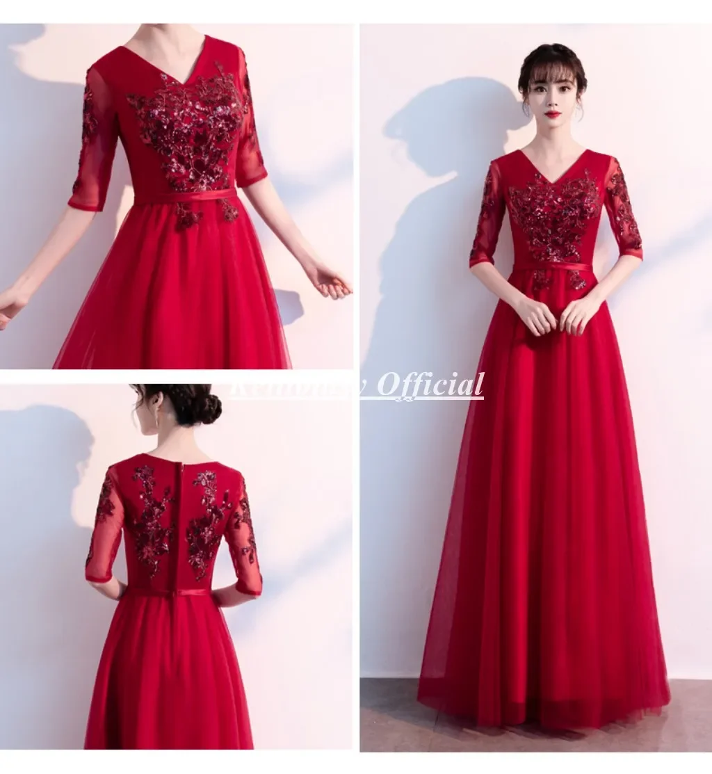 

Customized Aline Bridesmaid Dress Plus Size Vneck Lace Appliqued burgundy Color Bridesmaids Wedding Party Dresses SWS003