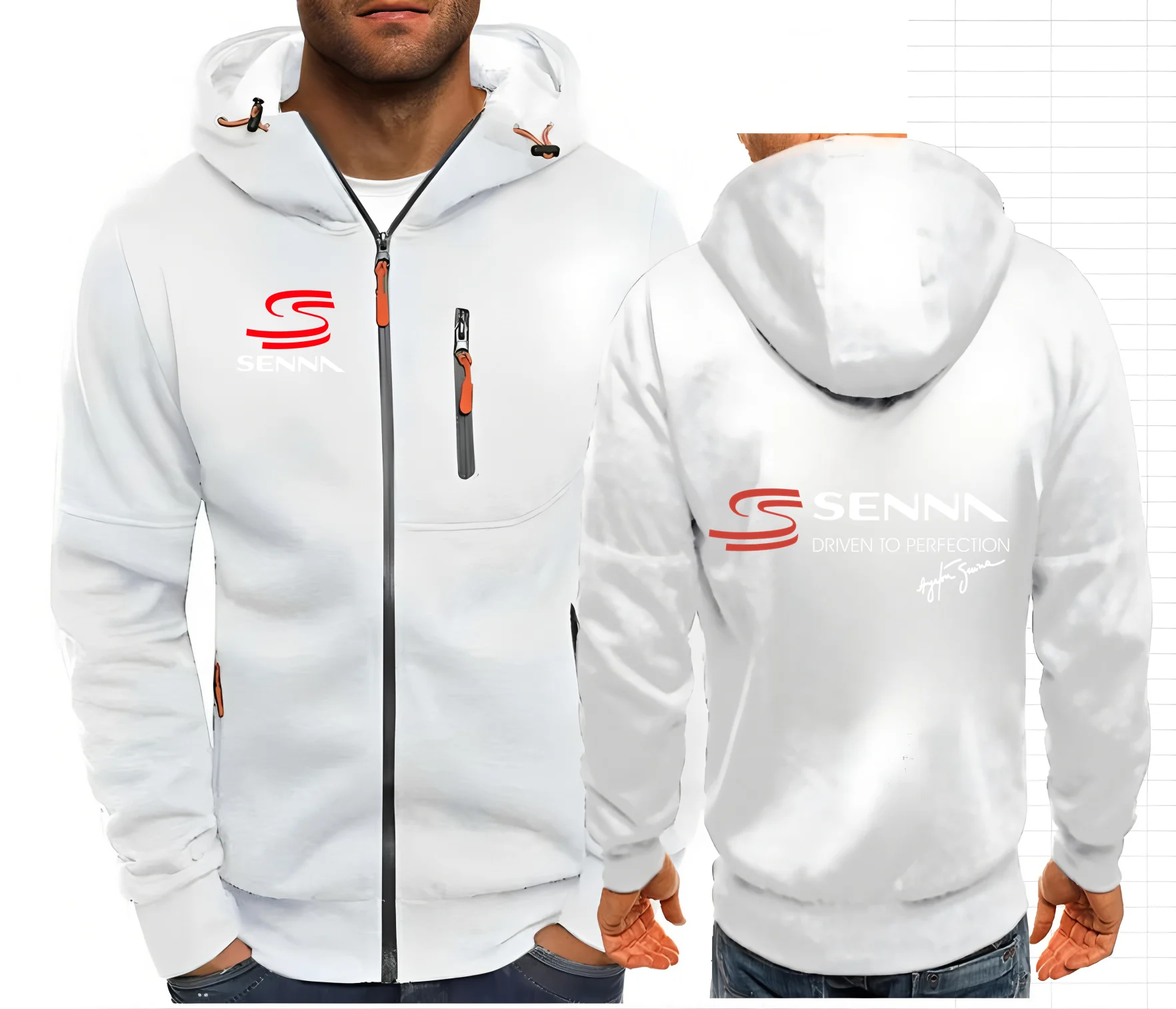 Ayrton Senna Brazilian Formula 1 Legend Men Hoodies Sweatshirts Zip up Hooded Sweatshirt Men Car F1 Sportswear Casual Jacket view 4