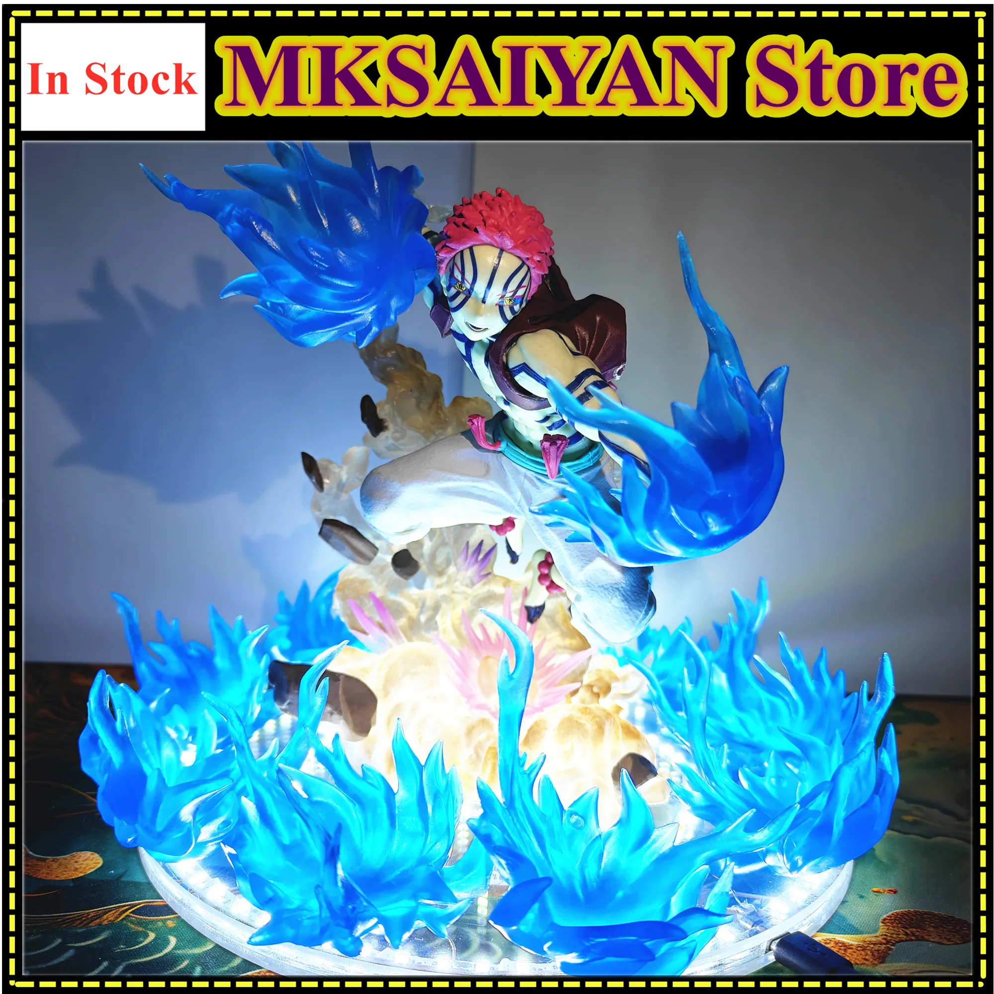 Anime Dämon Slayer NULL Akaza Hakuji DIY Lampe Wirkung Action Figur Spielzeug Kimetsu keine Yaiba Unendlichkeit Schloss PVC Modell Sammlung