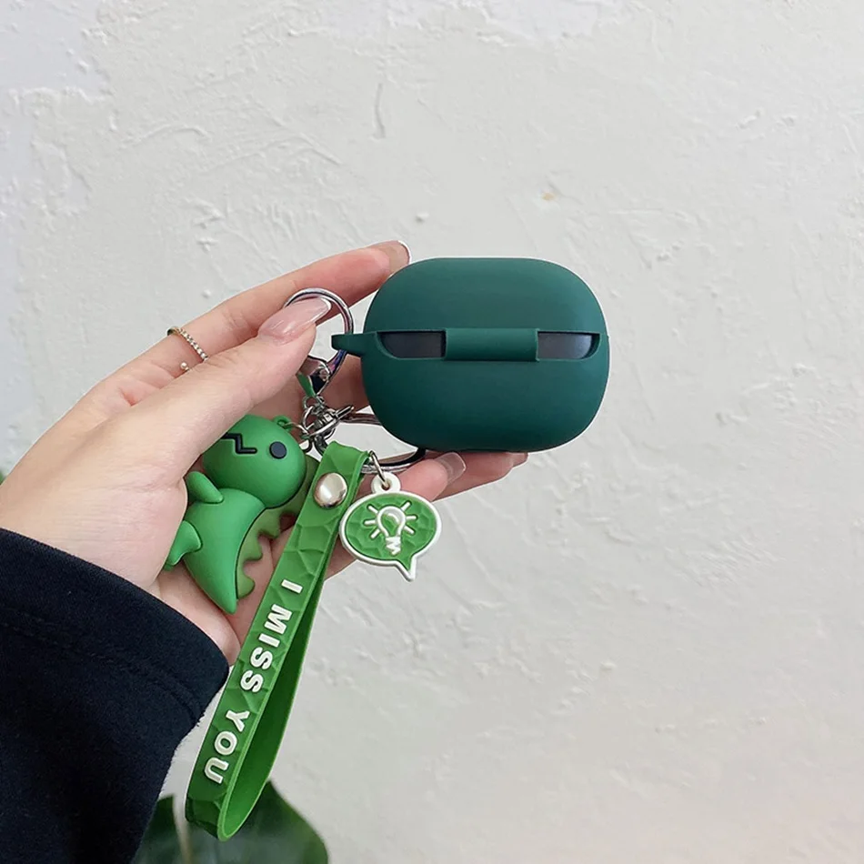 Мультяшный чехол для наушников Sony Ambie AM-TW01, чехол с забавным динозавром, силиконовый защитный чехол для наушников, милый чехол с брелоком