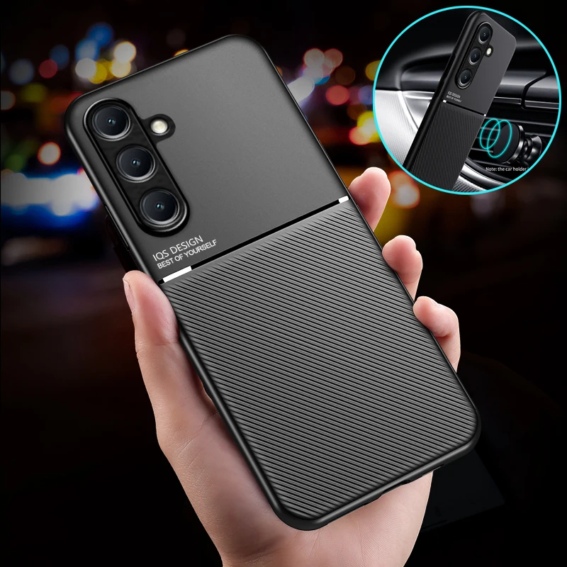 For Samsung Galaxy A16 5G Case Leather Texure Magnetic Car Holder Phone Case For Samsung A16 A 16 16A 5G Shockproof Back Cover