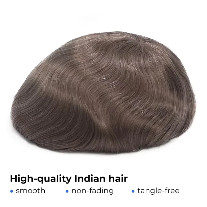 Natuurlijke Lace Front Heren Toupet 100% Maagdelijk Menselijk Haar Weave Pruiken Haarstukjes Wave Unit Patch Systeem Vervanging Voor Mannen