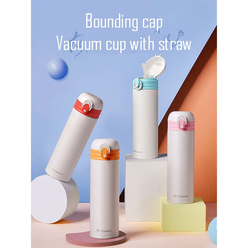 

500ML THERMOS CUP With Straw And Bounce Cap, Latch, Double-layer Stainless Steel Vacuum Flasks,Portable Car MUG,WATER BOTTLE