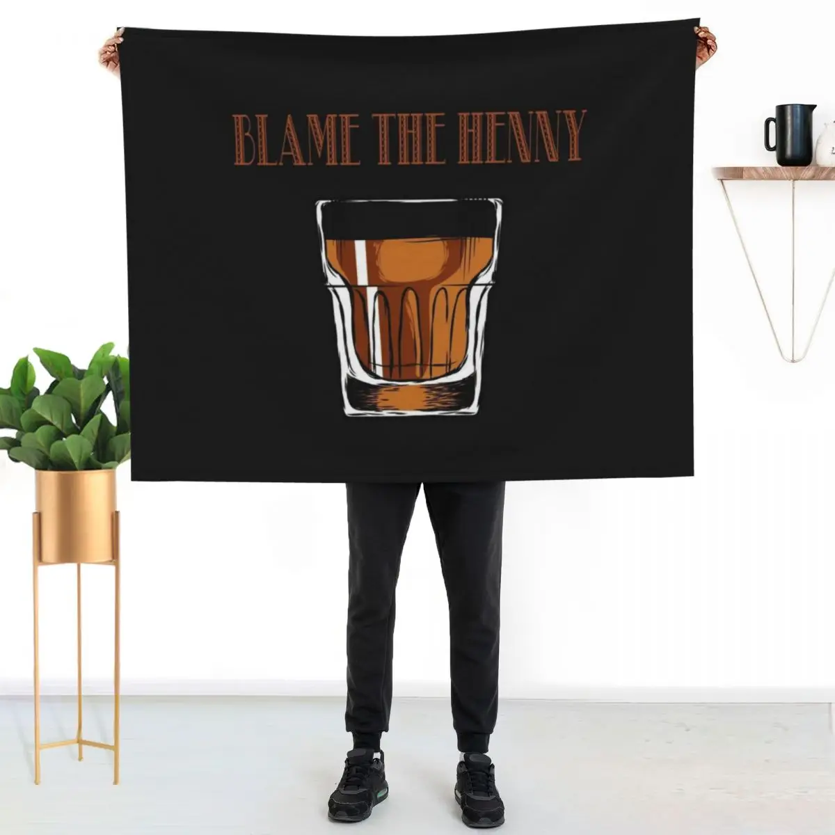 

Blame The Henny Drinkers Team Henny Gang Funny Whiskey Drinking Tee Throw Blanket Cozy Napping Blanket Gift for Mom Dad