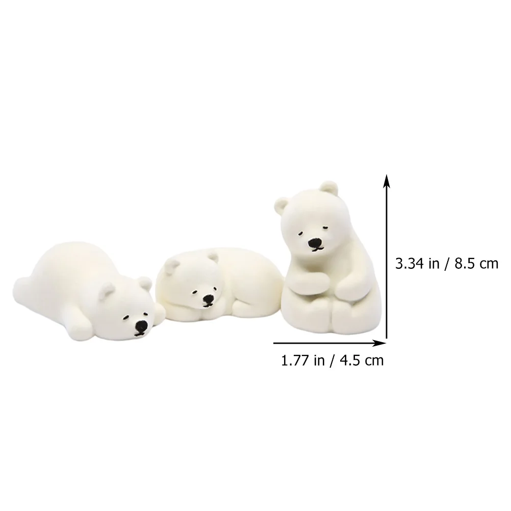 

3 Pcs Polar Bear Ornaments High Quality Decorative Animal Figurine Desktop Adornment Environmental Friendly Safe Use Fine