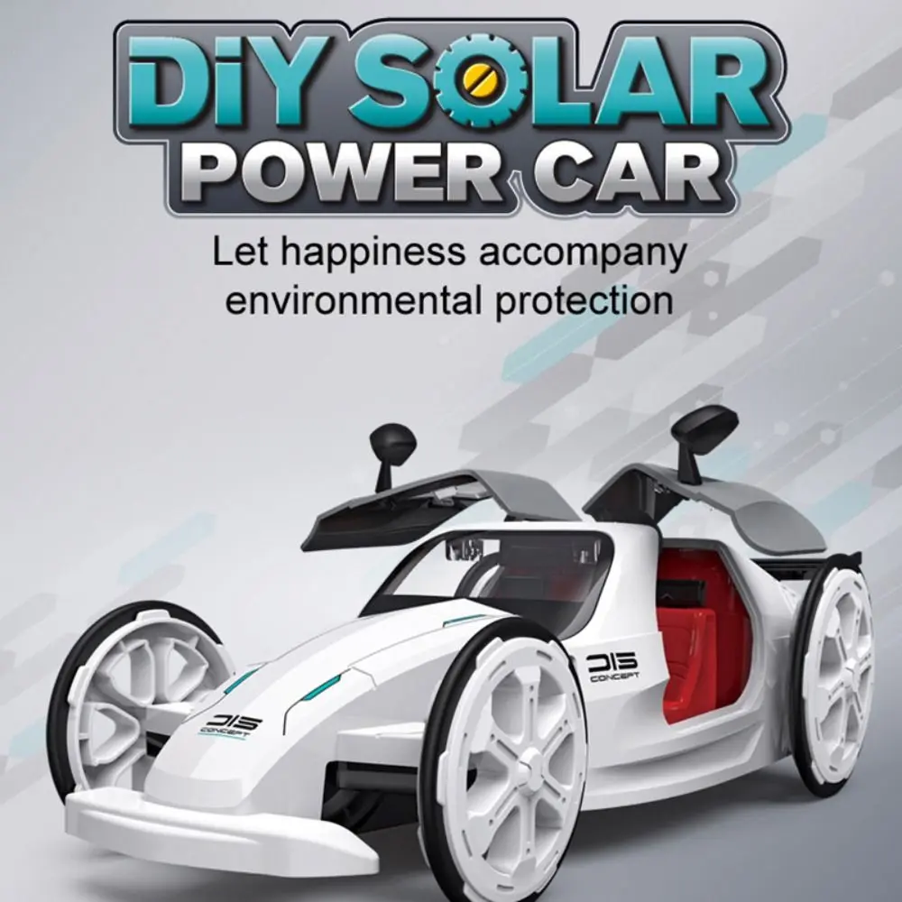 Plastic DIY Solar Sports Car Toy Renewable Energy Self Assembly Assembled Solar Powered Sports Car Collection Solar Panels