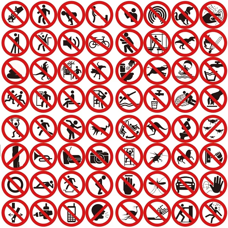 64pcs Prohibition sign stickers, funny logo stickers, creative logo stickers for planners, mobile phones, and notebooks