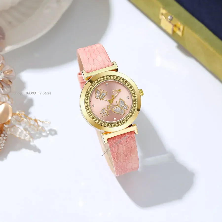 Quartz Watches for Women Luxury Brand Ladies Round Clock Pu Women's Watch Gift Relojes De Mujer Relogio Feminino