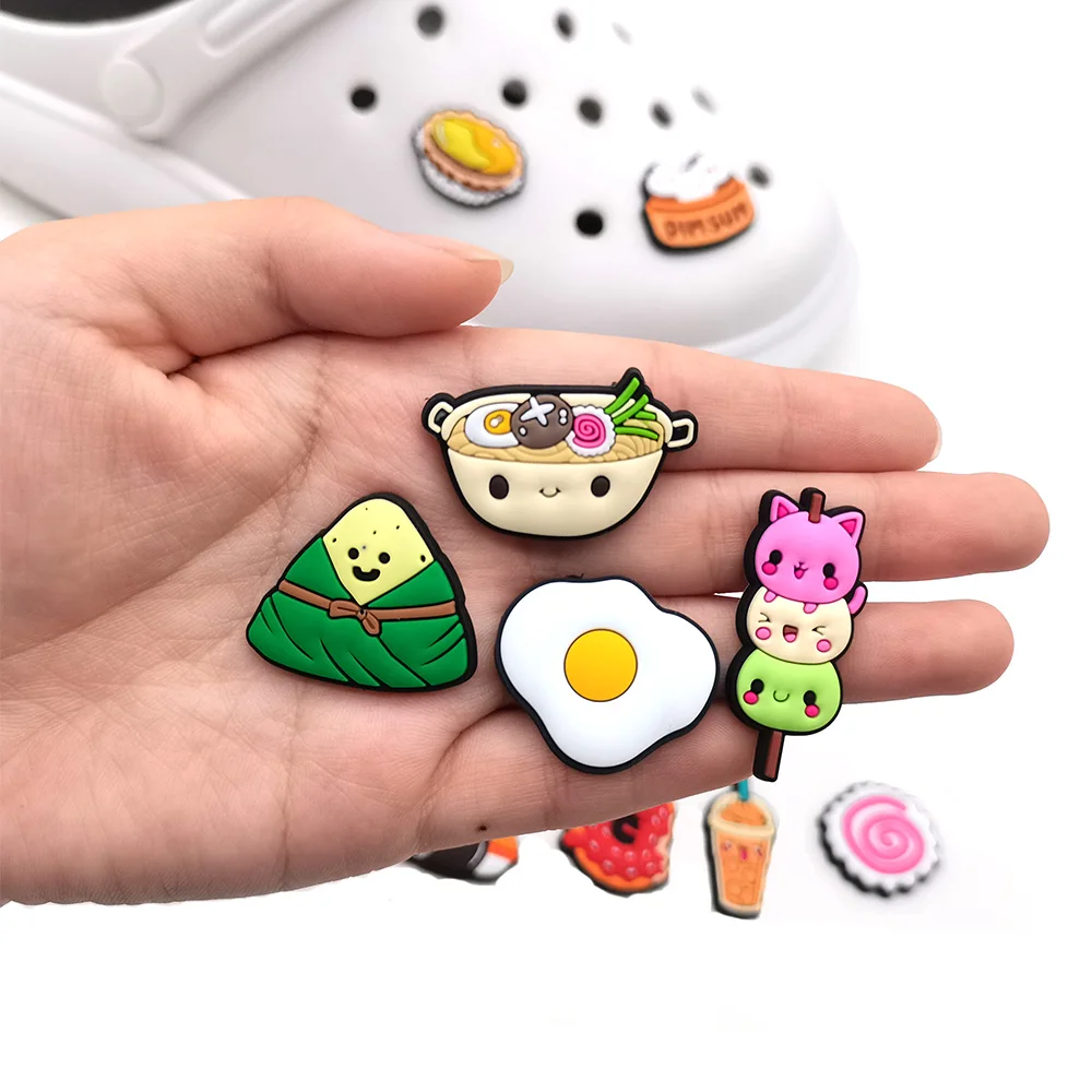 Hot 1-20pcs Lovely Food Drink Shoe Charms Cartoon PVC Clogs Shoe Aceessories Sandals Decorate Kids Girls Gifts