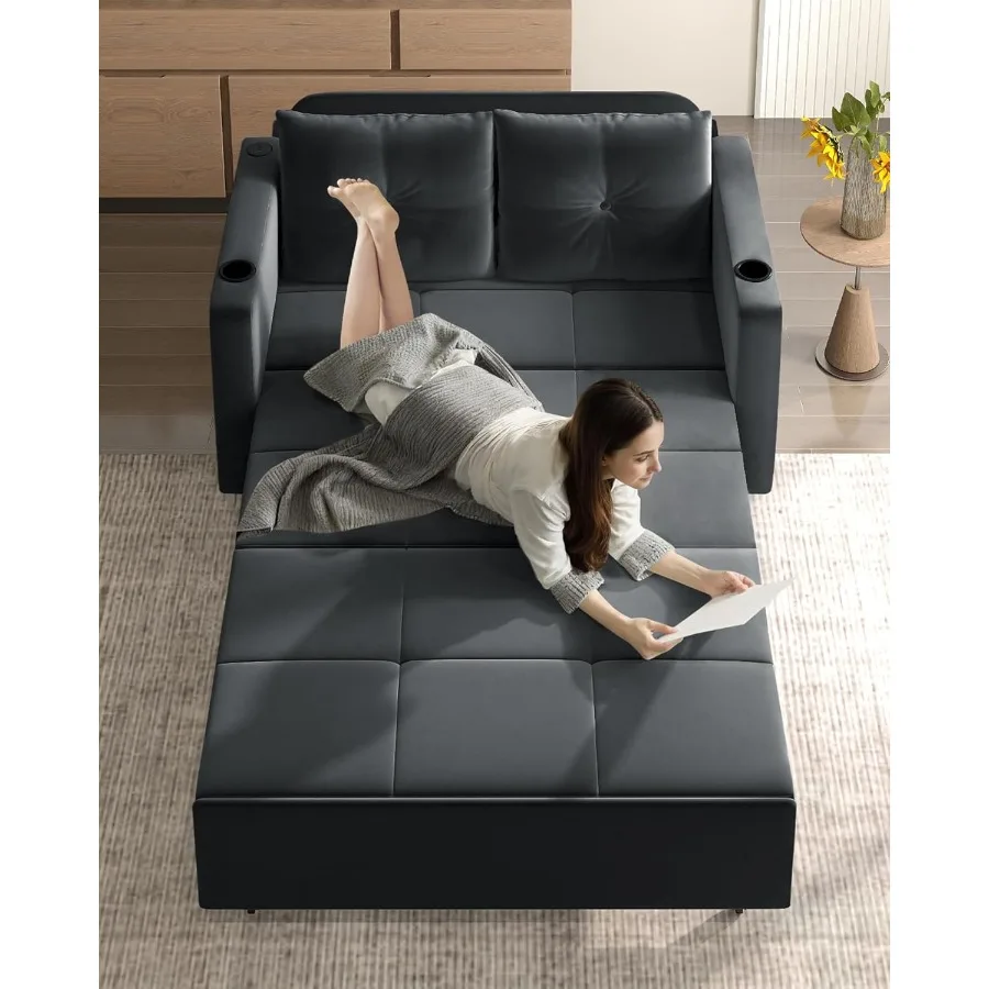 3 في 1 أريكة سحب 56 بوصة أريكة سرير مخملية قابلة للتحويل Loveseat S أريكة لغرفة المعيشة مساحة صغيرة منجدة الأريكة السرير مع