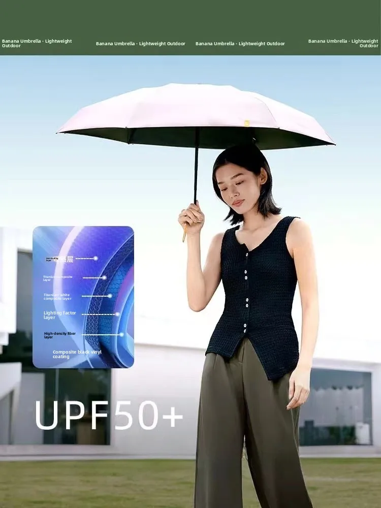

Легкий шестисекционный зонт Bananaphor для защиты от солнца и дождя, с УФ-защитой, карманный зонт-карта, защита от солнца Cact Sun Bloing