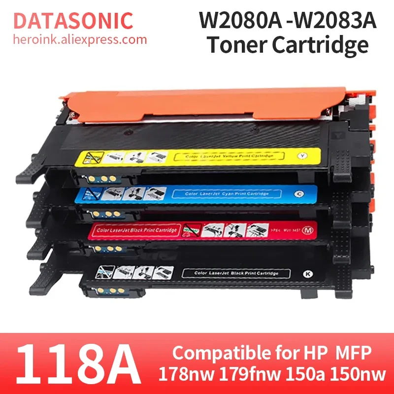 

4Color 1set 118A Toner Compatible For hp W2080A W2081A W2082A 2083 For HP Color Laser 150a 150nw MFP 178fnw MFP 179fnw printer