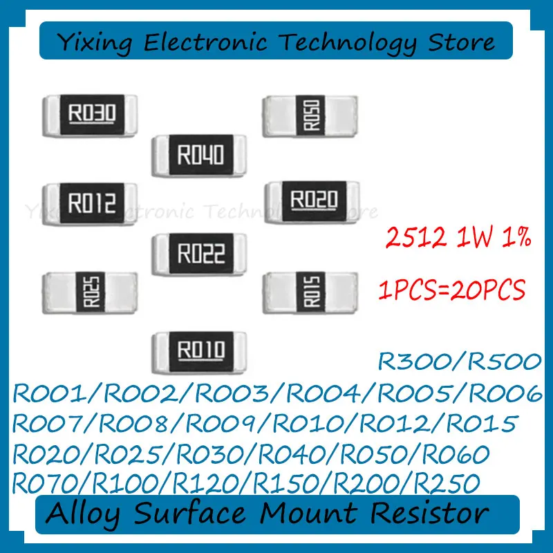 Surface Mount Alloy Resistor 2512 SMD 2W 1% R001 R002 R003 R004 R008 R009 R010 R012 R015 R020 R025 R060 R070 R100 R120 R150 R200