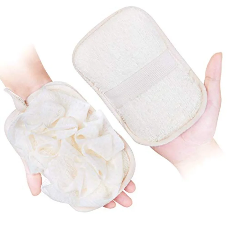 

mikimini Bath Mitt for Women Bath Pouf Mesh Brushes 1 PC Upgraded Version Loofah Sponge and Exfoliating Pad 2 in 1 Professional