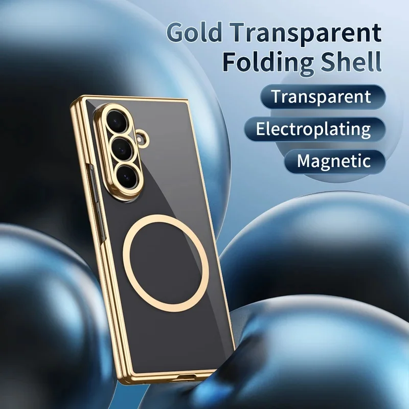 Transparent Magnetic Case for Samsung Galaxy Z Fold 7, 6, 5, 4, 3 Tempered Glass Membrane Folding Shockproof Phone Cover