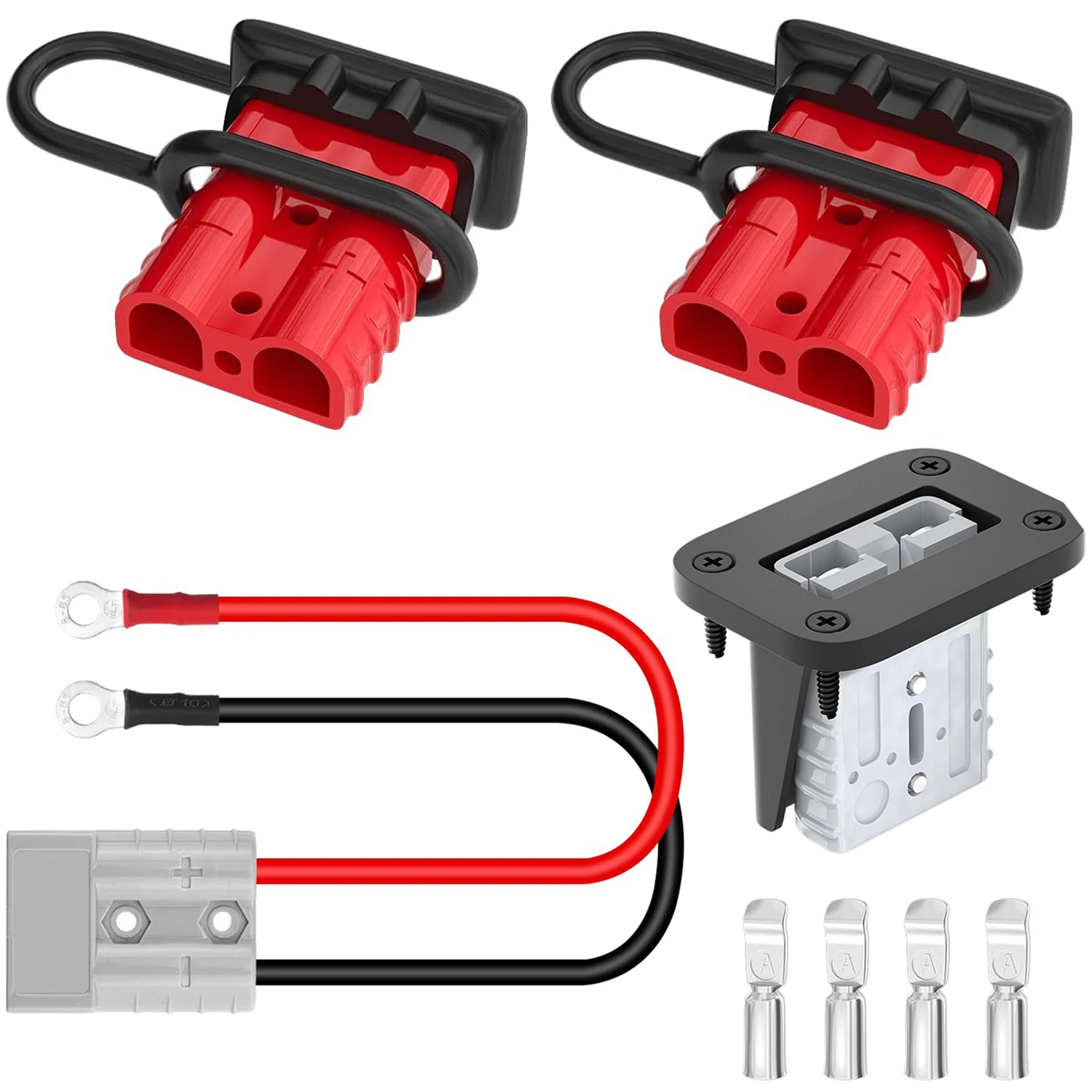 50A Wire Harness Plug Kit for 6 to 12 Gauge Cables, 12V to 36V Battery Quick Connect Disconnect Set for Car Bike ATV Winches