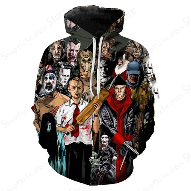 Hoodie gambar 3d pembunuh Halloween, Hoodie motif 3d, Hoodie Pria Wanita, Hoodie modis, baju Sweatshirt Hoodie anak laki-laki, mantel wanita, baju olahraga, pullover