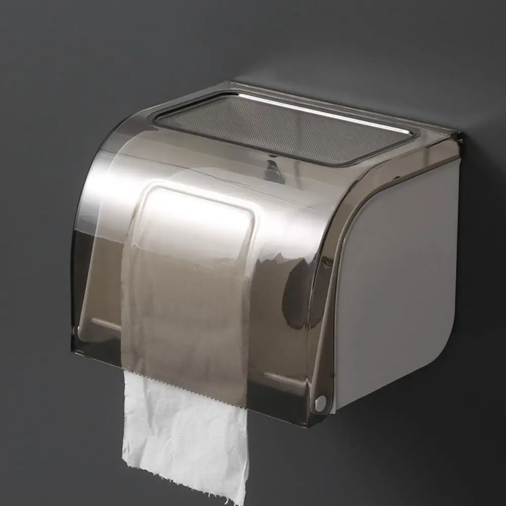 Durable Transparent Toilet Paper Holder Wall Mounted Non Perforated Tissue Holder Plastic Storage Rack Roll Paper Box Kitchen