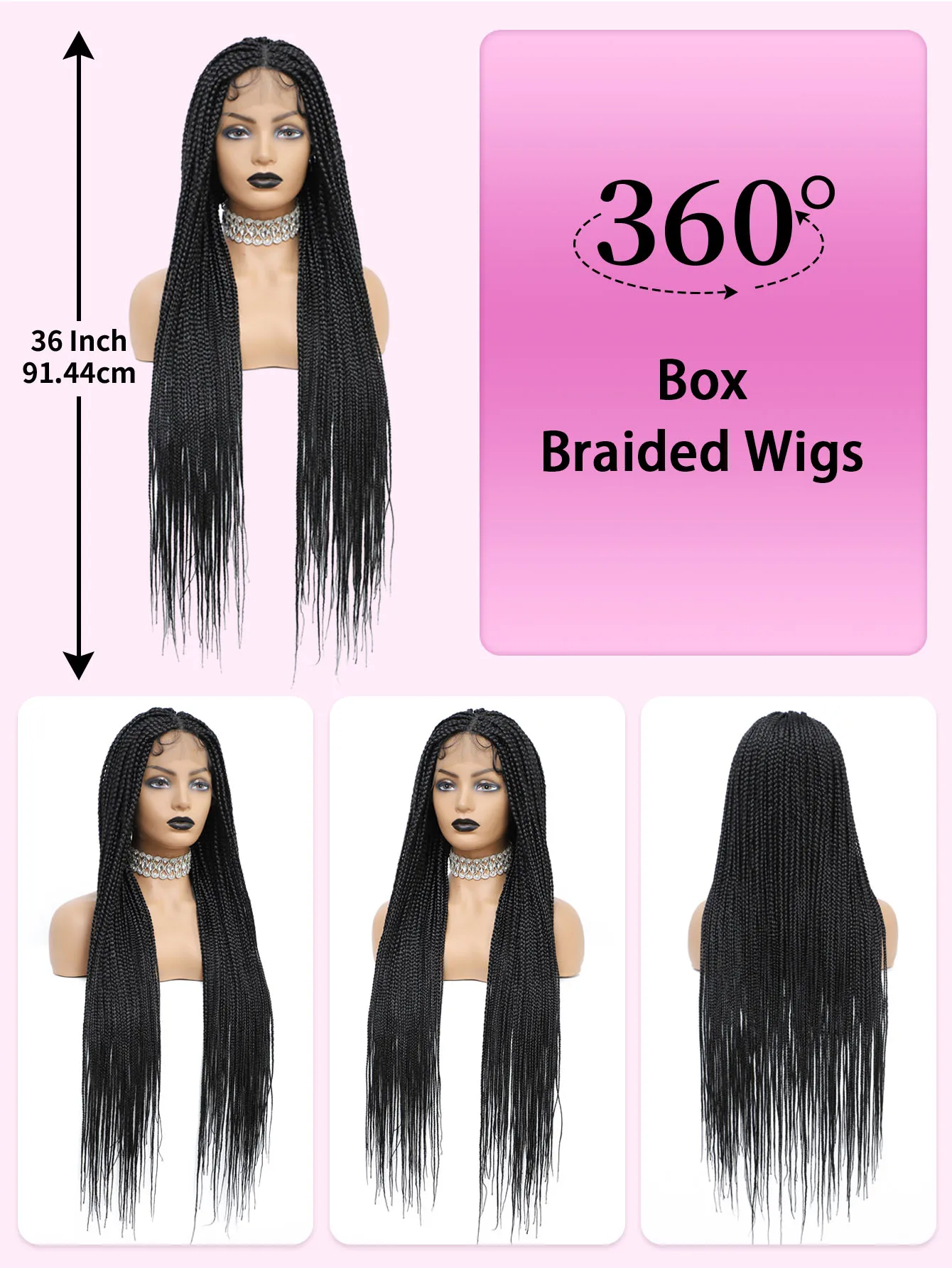 Synthetic Full Lace Wig Box Braided Wigs For Black Women Goddess Cornrow Braids Lace Front Wigs Braiding Wig 36Inch