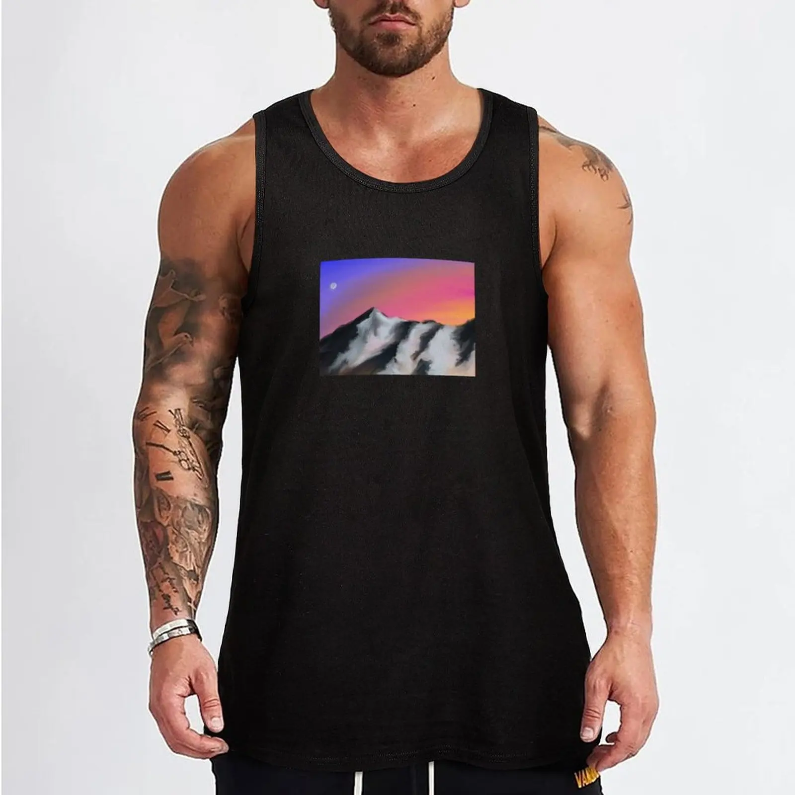 Mountain range Sunset Tank Top sleeveless gym shirt man fitness t shirt gym sleeveless vest men