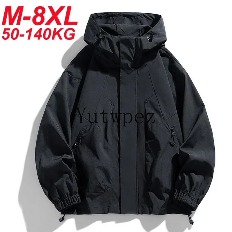 メンズジャケット-フード付きウィンドブレーカー-トレンチコート-オーバーサイズ-6xl-7xl-ソフトシェル-8xl-プラスサイズ-防水-ブラック-ボンバージャケット-キャンプ用-ルーズ-薄手コート