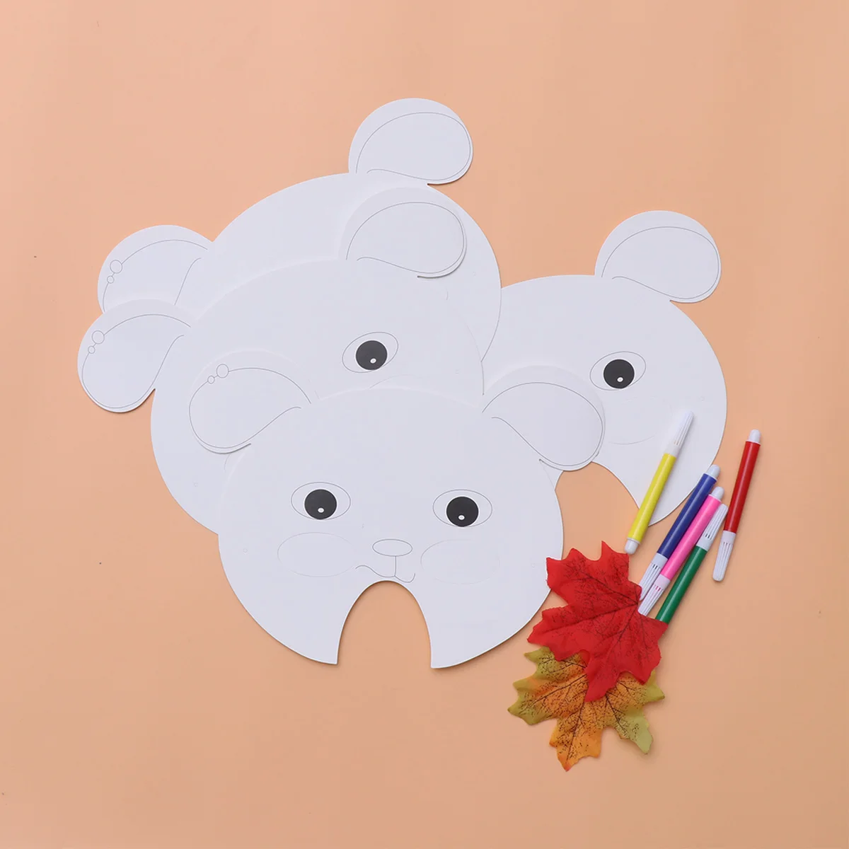 

15Pcs Animal Mask Set White Dog Blank Masks for Children Supplies